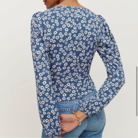 REFORMATION Nell Button Down Puff Sleeve Floral Blouse Top - Picture 3 of 11